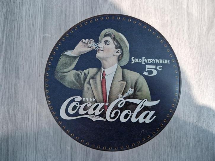 Coca-Cola blauwe ronde koekjesdoos, Verzamelen, Merken en Reclamevoorwerpen, Nieuw, Overige typen, Ophalen of Verzenden