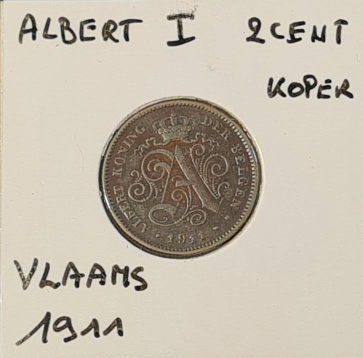 België 2 centimes, 1911, Postzegels en Munten, Munten | België, Losse munt, Ophalen
