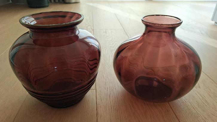 Set van 3 stijlvolle glazen vazen, Huis en Inrichting, Woonaccessoires | Vazen, Zo goed als nieuw, Overige kleuren, Minder dan 50 cm