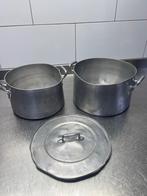 2 casseroles aluminium avec 1 couvercle, Maison & Meubles, Utilisé, Enlèvement ou Envoi, Ensemble de casseroles, Aluminium