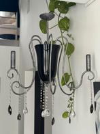 Lustre en métal avec abat-jour en métal noir et cristal, Maison & Meubles, Lampes | Lustres, Enlèvement, Comme neuf