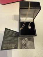 Gouden ketting met zircon steentje in gouden hanger, Handtassen en Accessoires, Ophalen, Goud