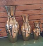 Vintage Hampton koperen vaasset met gedraaide touwkwastjes,, Antiek en Kunst, Ophalen of Verzenden