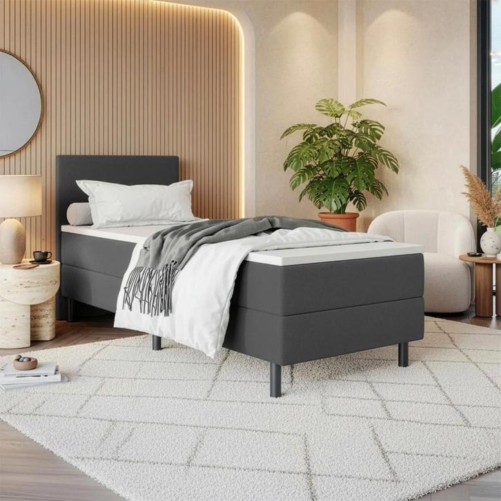 OP=OP Opberg boxspring 80 x 200 Antraciet, Huis en Inrichting, Slaapkamer | Boxsprings, Nieuw, 80 cm, 200 cm, Zwart, Ophalen of Verzenden