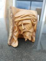 Religieuze kunst snijwerk in hout hoofd van Christus doornen, Ophalen of Verzenden, Beeld(je)