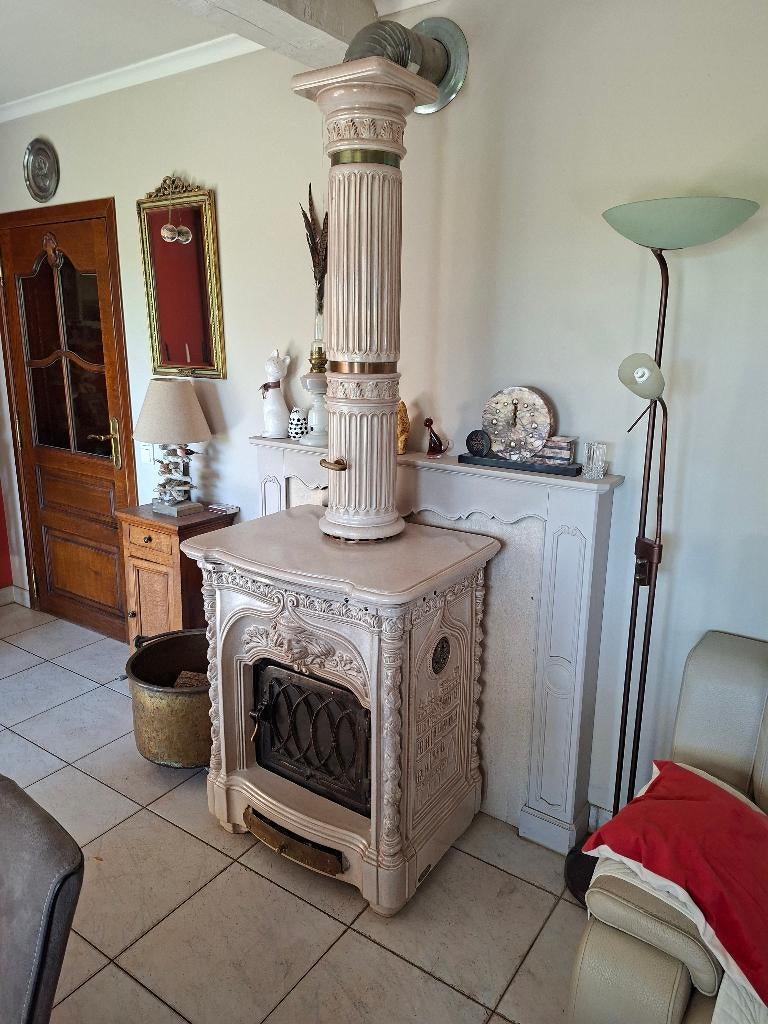 Poêle à bois en faïence "Sergio Leoni", Huis en Inrichting, Kachels, Gebruikt, Houtkachel, Hout, Ophalen