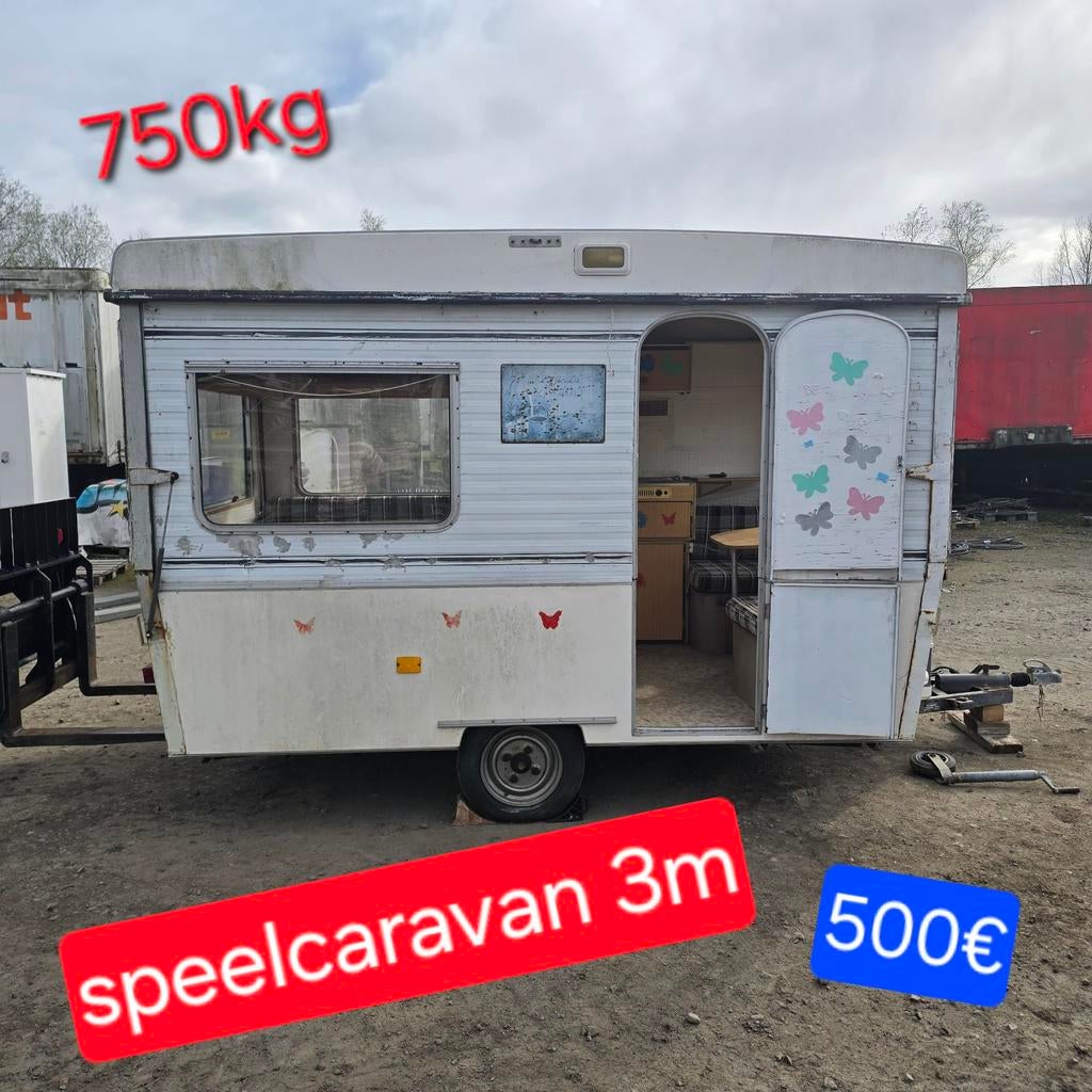 Caravan 750kg rijbewijs B plooicaravan werfkeet speelcaravan, Caravans en Kamperen, Caravancentra