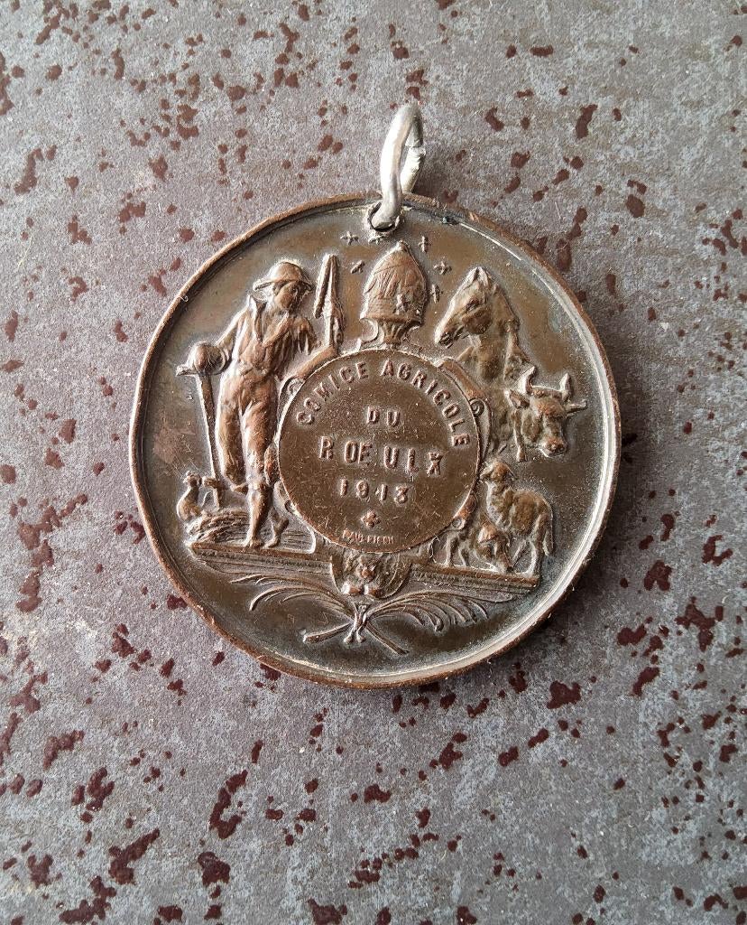 Medaille Comice Agricole du Roeuix 1913 in brons, Ophalen of Verzenden, Brons