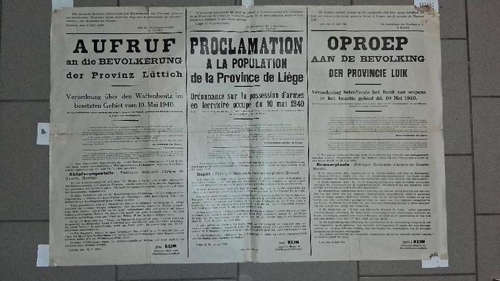 Affiche WW2 proclamation province de LIEGE 1941, Collections, Objets militaires | Seconde Guerre mondiale, Enlèvement