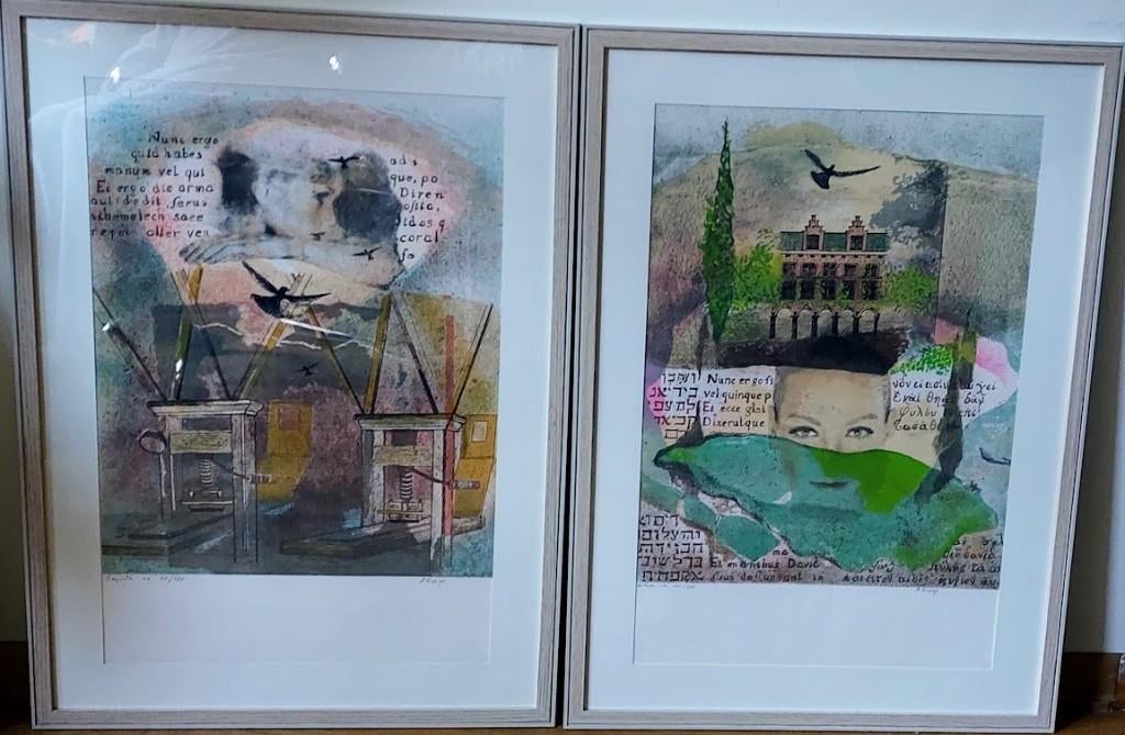 Andre Goezu - 2-luik - 2 Lithografieën - getekend/benoemd, Antiek en Kunst, Kunst | Litho's en Zeefdrukken, Ophalen of Verzenden