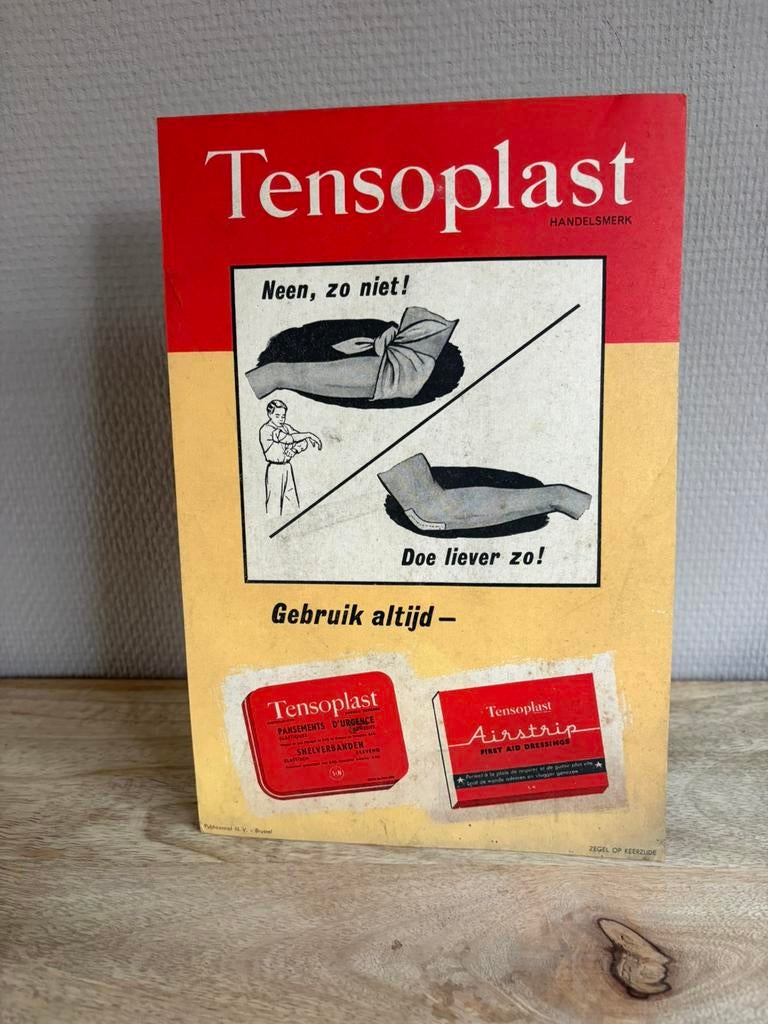 Reclamebord Tensoplast 1952, Ophalen of Verzenden, Gebruikt, Reclamebord