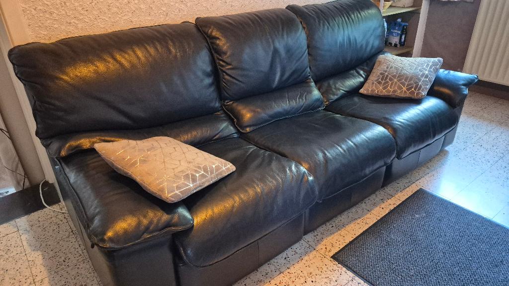 Salon vrai cuir épais 3+2 moderne haut de gamme, Enlèvement, Comme neuf, Cuir, Moderne