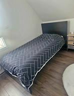 Lit ikea brimnes 90x200noir + sommier +matelas  état nouveau, Enlèvement, Comme neuf, 200 cm