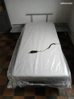 Lit complet électrique 200x 90 avec matelas et tête de lit l, Neuf, 90 cm, Gris, Une personne