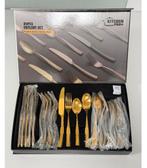 Ensemble de couverts Kitchen Pro 24 pièces doré, design luxe, Neuf, Résiste au lave-vaisselle, Enlèvement ou Envoi, Ensemble de couverts