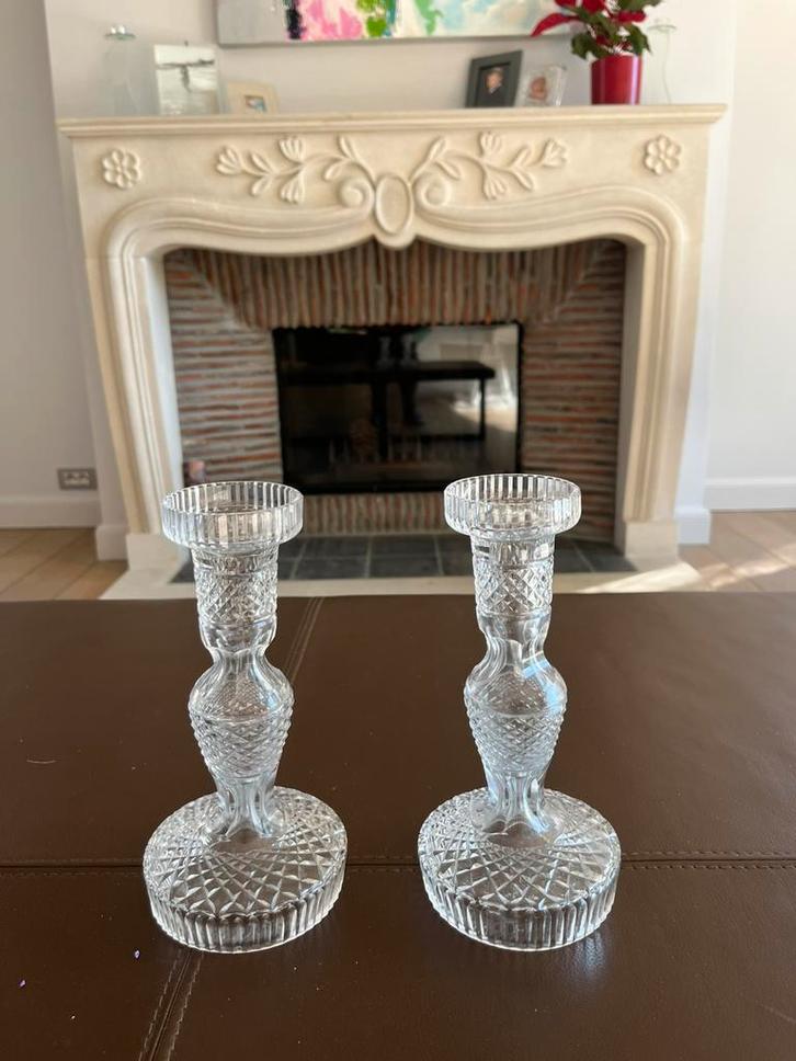 Waterford Crystal — deux chandeliers en cristal (22 x 10 cm), Antiquités & Art, Antiquités | Bougeoirs, Cristal, Enlèvement