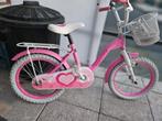 Kinderfiets 16 inch roze met zijwieltjes, goede staat, Ophalen, Gebruikt, Zijwieltjes
