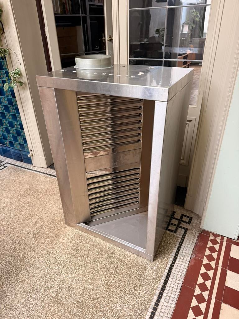 Industriële RVS dampkap met externe motor, Ophalen, Gebruikt, Inbouw, Wandschouwkap