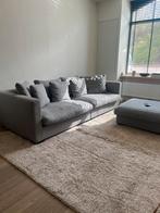 Lichtgrijze zetel met pouf & afritsbare hoezen te koop, Huis en Inrichting, Zetels | Zetels, Ophalen, Gebruikt, Stof