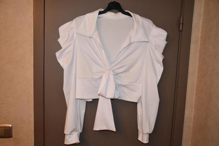 Wit lentetopje - 3xl, Kleding | Dames, Topjes, Zo goed als nieuw, Maat 46/48 (XL) of groter, Wit, Lange mouw, Ophalen of Verzenden