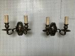 Set antieke bronzen wandlampen, Huis en Inrichting, Lampen | Wandlampen, Ophalen, Nieuw, Metaal, Klassiek, Landelijk, Brocante of Antiek