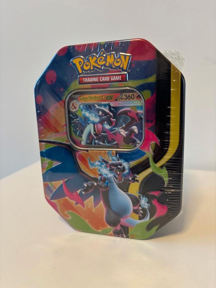 Pokemon Tin Box - Mega Charizard X/Y tin(s), Hobby en Vrije tijd, Verzamelkaartspellen | Pokémon, Nieuw, Booster, Foil, Ophalen