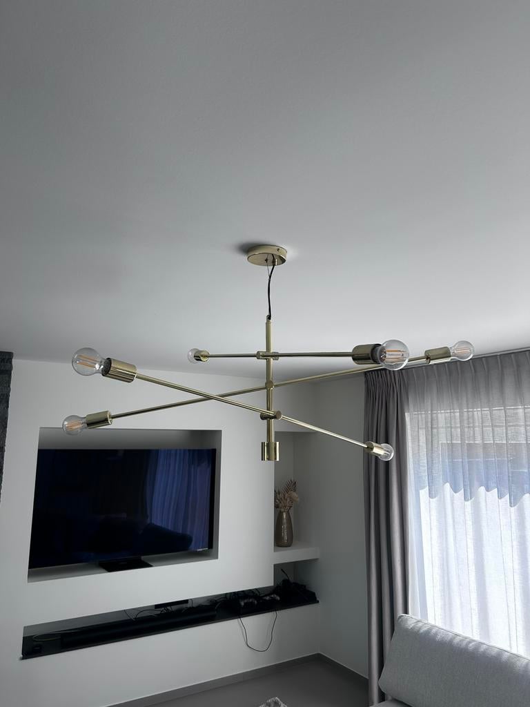 Lampadaire 6 ampoules couleur or, Enlèvement, Comme neuf