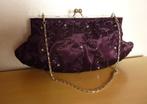 Paarse clutch avond handtas schoudertas met parels strass, Ophalen of Verzenden