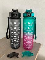 2 Motiverende drinkflessen met rietje, Ophalen of Verzenden, Gebruikt