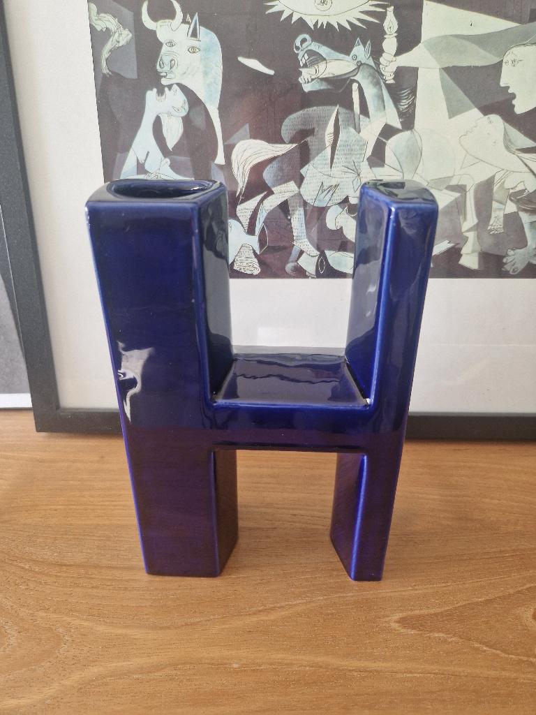 Rare vase Marcel Radureau « H » — Space Age — Bleu cobalt, Antiquités & Art, Enlèvement ou Envoi