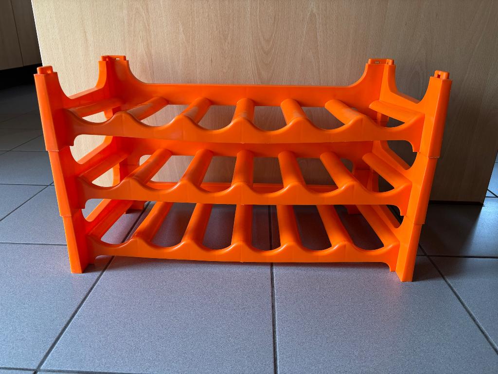 3x VINTAGE ORANJE MODULAIR FLESSENREK//‘60-‘70, Ophalen of Verzenden