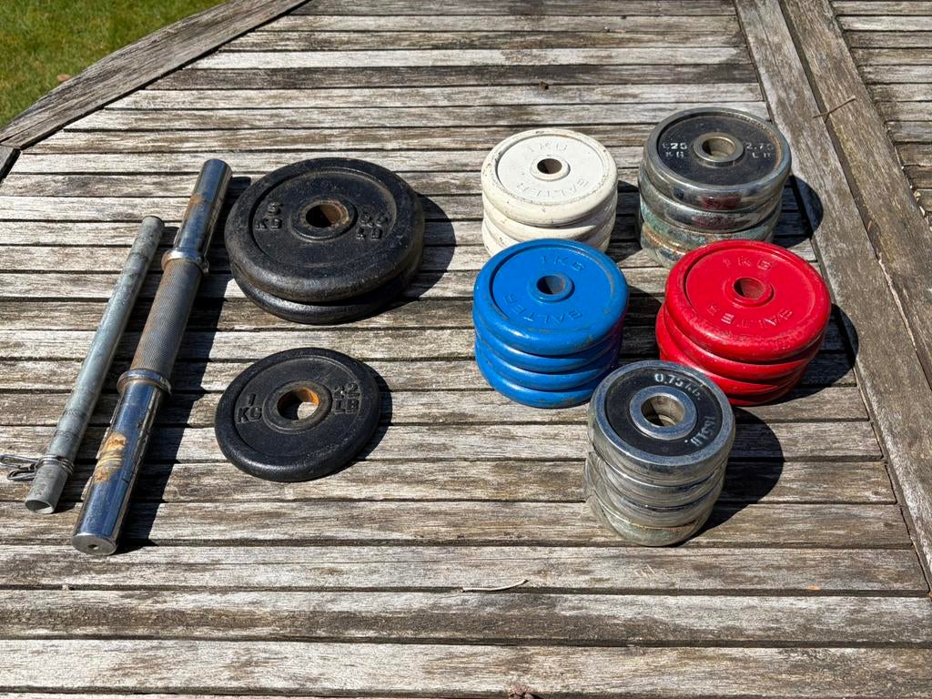 Ensemble de poids de musculation, Sports & Fitness, Enlèvement, Comme neuf