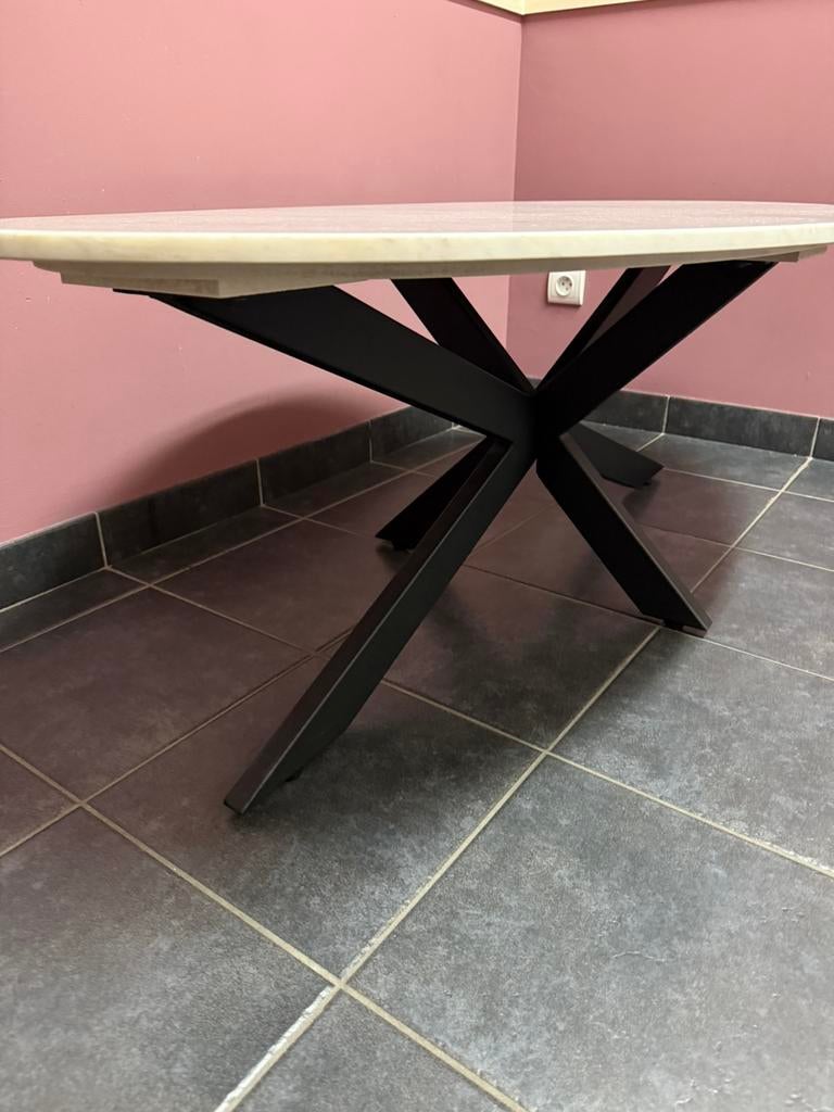 Salontafel ovaal wit marmer, Huis en Inrichting, Ophalen of Verzenden, Zo goed als nieuw, Ovaal