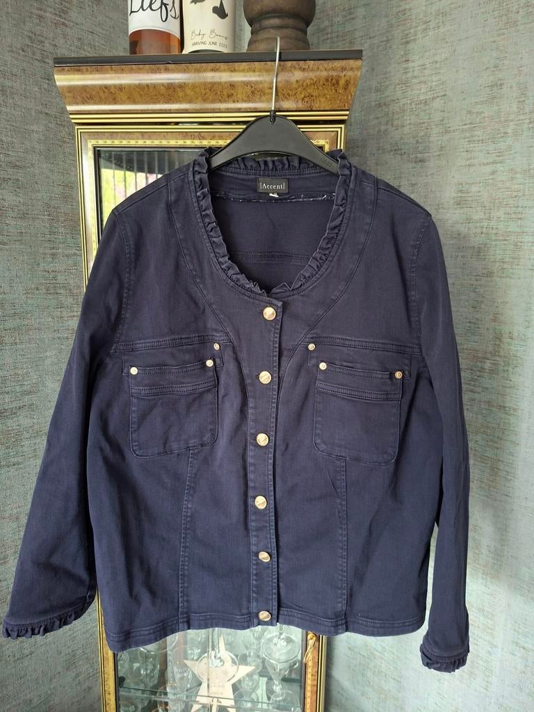 Accent Donkerblauwe Blazer met Ruches - Maat 48/50 (XL), Ophalen, Accent, Blauw, Maat 46/48 (XL) of groter