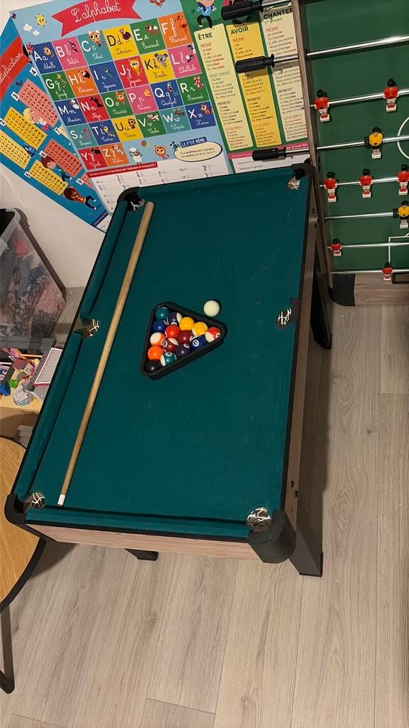 Biljart + kickerset voor kinderen - goede staat, Ophalen, Gebruikt, Biljarttafel
