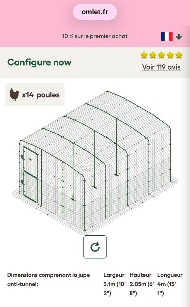 Grand enclos poulailler Omlet, Animaux & Accessoires, Enlèvement, Comme neuf, Poulailler