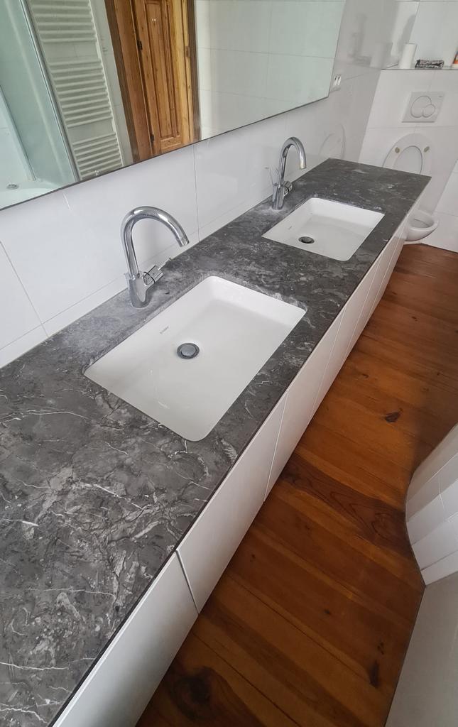 Pierre bleue avec double vasque a donner, Bricolage & Construction, Métaux, Comme neuf, Enlèvement