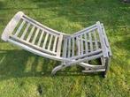 ligstoel teak met kussen, Jardin & Terrasse, Enlèvement, Utilisé, Bois de teck, Réglable