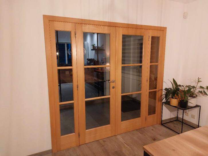 Dubbele glazen binnendeur, Doe-het-zelf en Bouw, Deuren en Vliegenramen, Gebruikt, Binnendeur, 200 tot 215 cm, 120 cm of meer