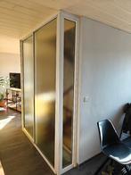 Glazen schuifdeur met mat structuurglas en rail, Ophalen, Gebruikt, Binnendeur, Schuifdeur