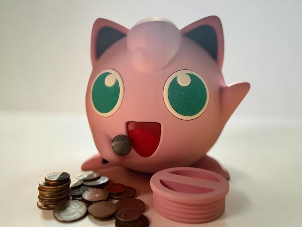 Jigglypuff Piggy Bank Coin Bank, Ophalen of Verzenden, Zo goed als nieuw, Tv, Beeldje, Replica of Model