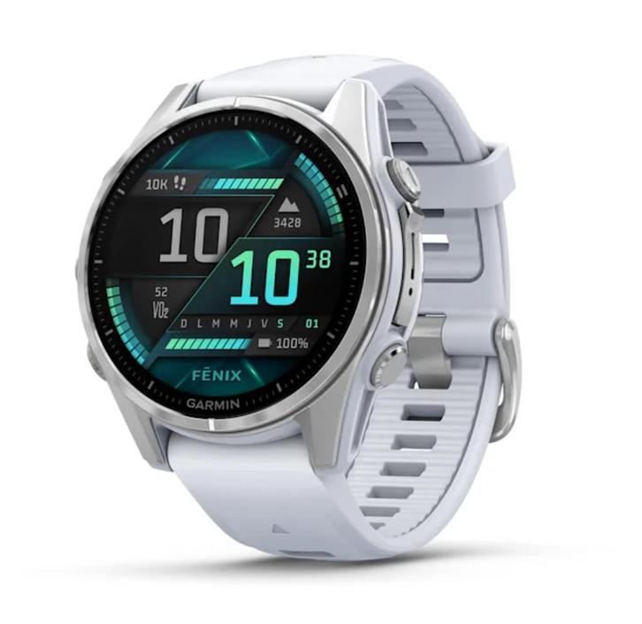Garmin fenix 8 – 43 mm, AMOLED, Handtassen en Accessoires, Sporthorloges, Zo goed als nieuw, Android, Wit, Afstand, Conditie, GPS
