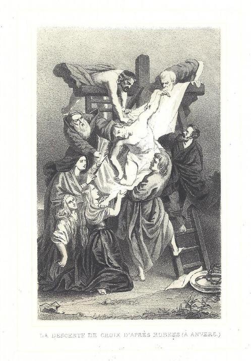 1844  - de kruisafname naar Rubens te Antwerpen, Antiek en Kunst, Kunst | Etsen en Gravures, Verzenden