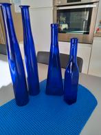 4 blauwe flessen, Ophalen of Verzenden, Zo goed als nieuw