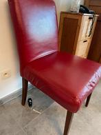 3 chaises en cuir rouge, Huis en Inrichting, Stoelen, Ophalen, Gebruikt, Drie, Leer