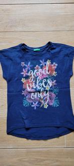 Donkerblauw T- shirt "Good vibes" - Benetton - maat 128 ( 8, Gebruikt, Meisje, Ophalen of Verzenden, Shirt of Longsleeve
