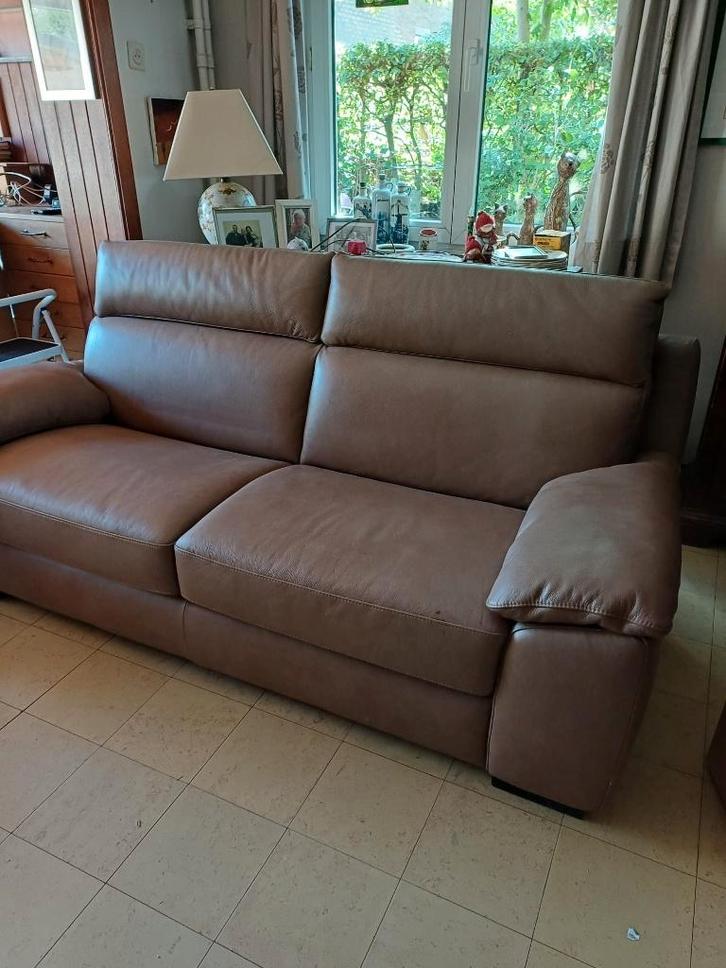 zetel - 3 personen, Huis en Inrichting, Zetels | Zetels, Zo goed als nieuw, Rechte bank, Driepersoons, Leer, Ophalen