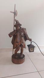 Houten nachtwachter beeld + verlichting, Antiek en Kunst, Ophalen