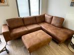 Cognac salon met poef, Ophalen, Zo goed als nieuw