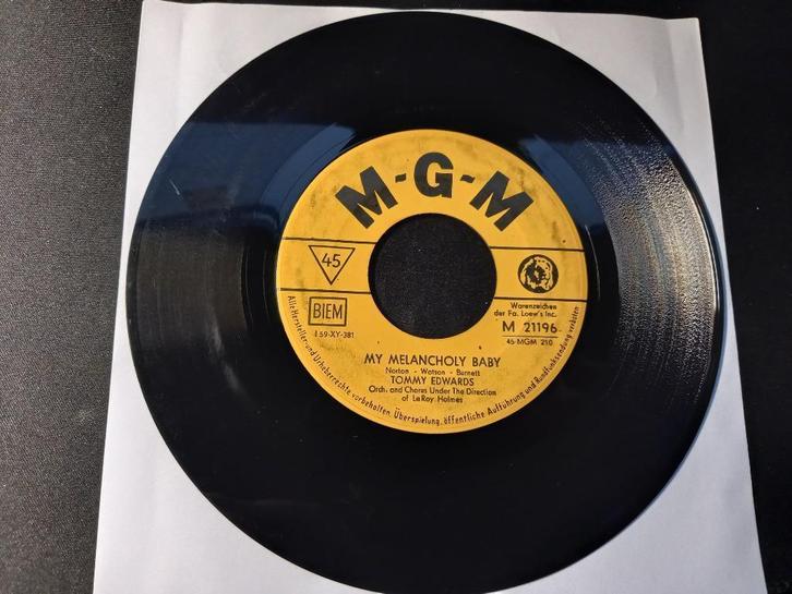 Tommy Edwards –My Melancholy Baby / It's Only The Good Times, Cd's en Dvd's, Vinyl Singles, Gebruikt, Single, Pop, 7 inch, Ophalen of Verzenden